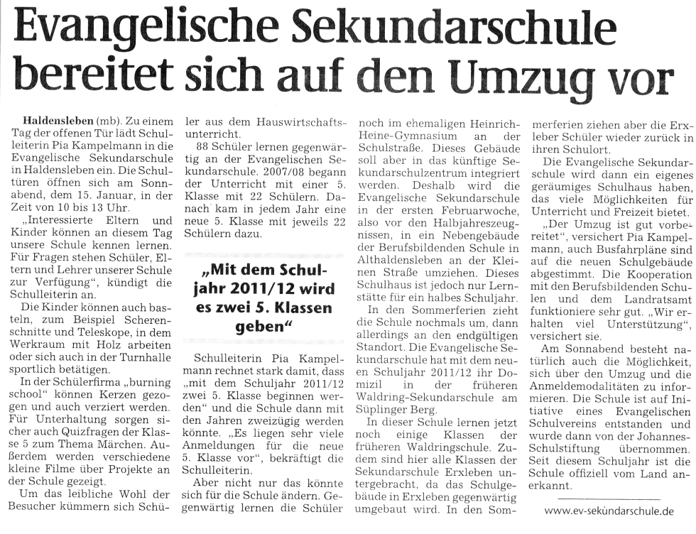 Volksstimme 13. 01. 2011 Volksstimme 13. 01. 2011