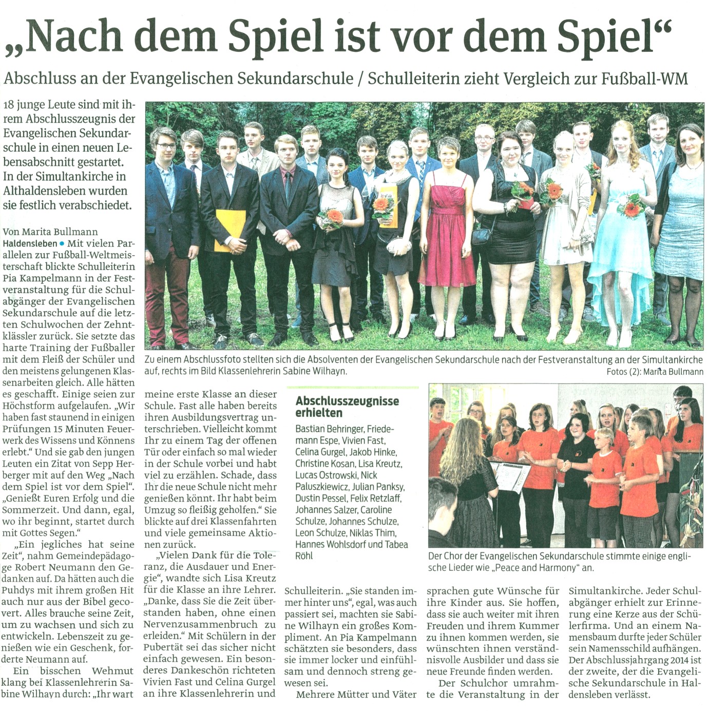 Volksstimme 15. 07. 2014 Volksstimme 15. 07. 2014