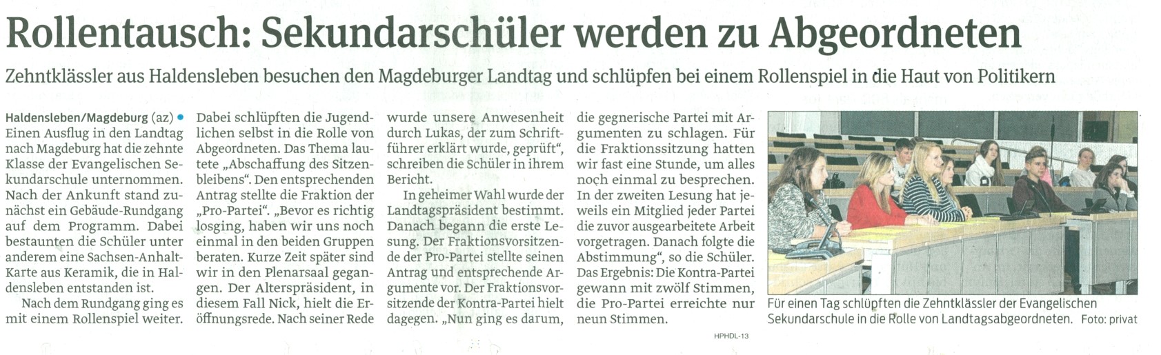 Volksstimme 13. 01. 2015 Volksstimme 13. 01. 2015