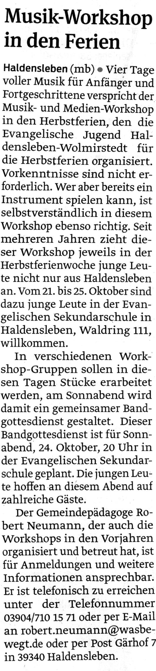 Volksstimme 09. 10. 2015 Volksstimme 09. 10. 2015